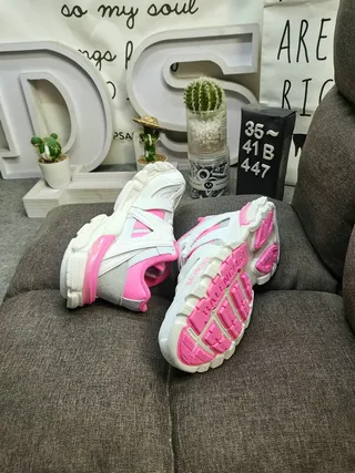 Balenciaga Triple S x Adidas Pink and Silver Chunky Sneakers 7