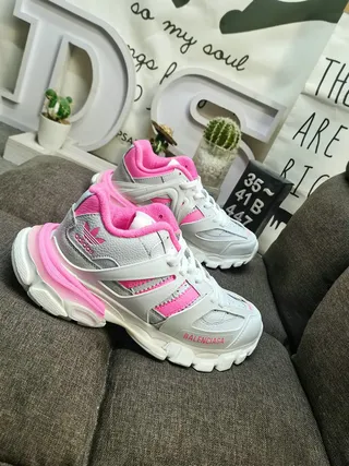 Balenciaga Triple S x Adidas Pink and Silver Chunky Sneakers 10