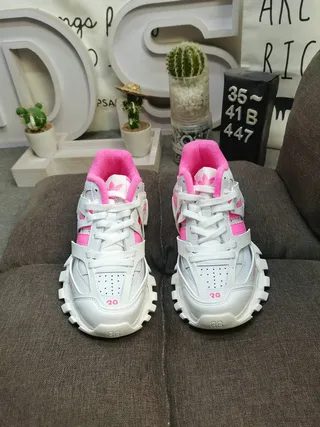 Balenciaga Triple S x Adidas Pink and Silver Chunky Sneakers 11