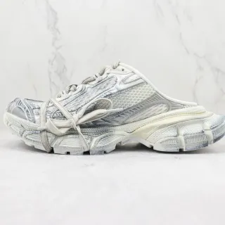Balenciaga White Gray Slip-On Mule Sculpted Honeycomb Sole Chunky Sneakers