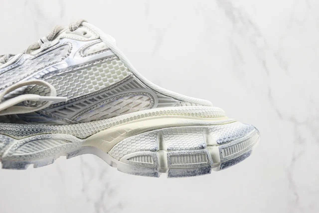 Balenciaga Chaussures Chunky semelle Honeycomb sculptée blanc gris mule slip-on 7