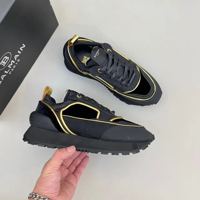 Balmain Black Gold Cutout-Panel Upper Detailing Chunky Sneakers 6