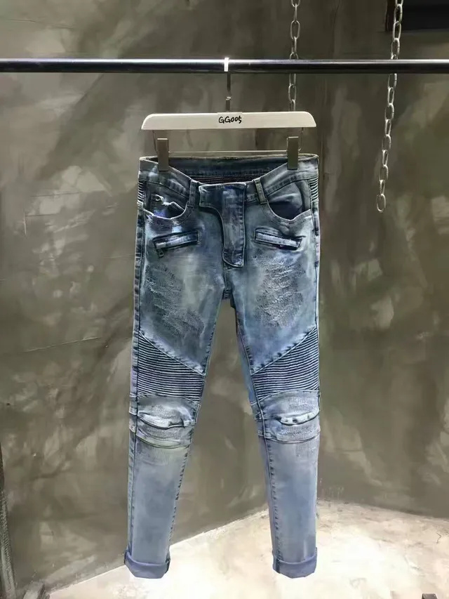 Balmain Jeans slim déchiré avec lavé moyen et ceinture côtelée 8