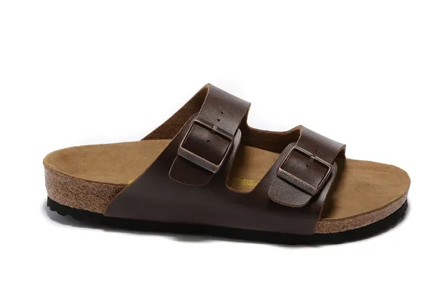Birkenstock Arizona Sandales Casual Marron en Cuir à Deux Bretelles 4