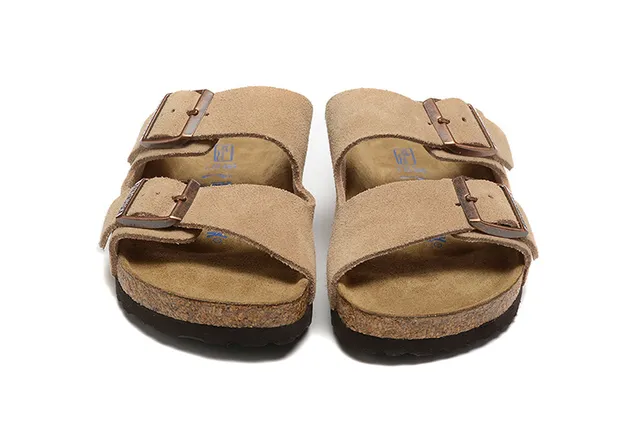 Birkenstock Arizona sandálias casuais de camurça tan com duas tiras 3