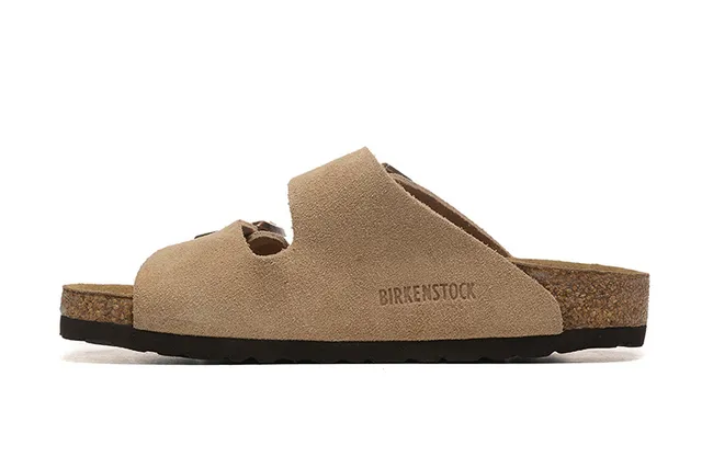 Birkenstock Arizona sandálias casuais de camurça tan com duas tiras 5