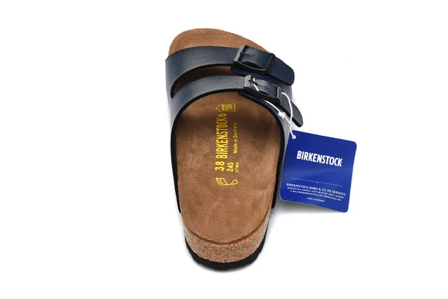 Birkenstock Navy Brown Two-Strap Buckle-Adjustable Casual Sandals 5