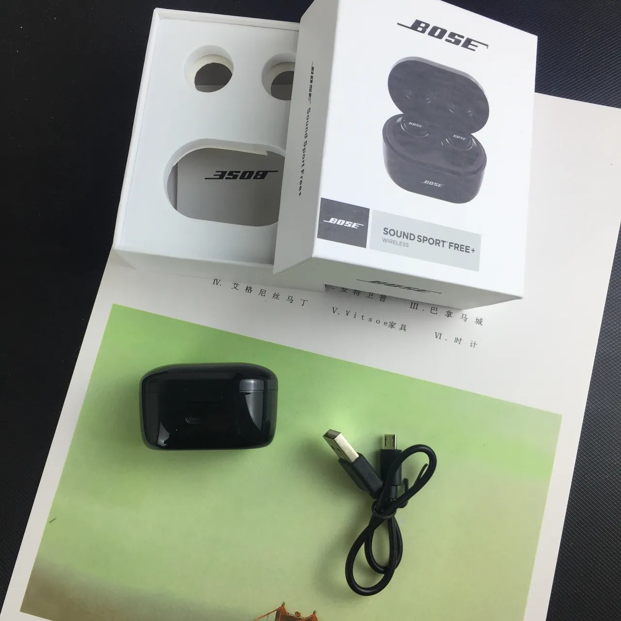 Bose SoundSport Free+ أسود أحمر إنهاء لامع حالة شحن بيضاوية مدمجة TWS سماعات 4