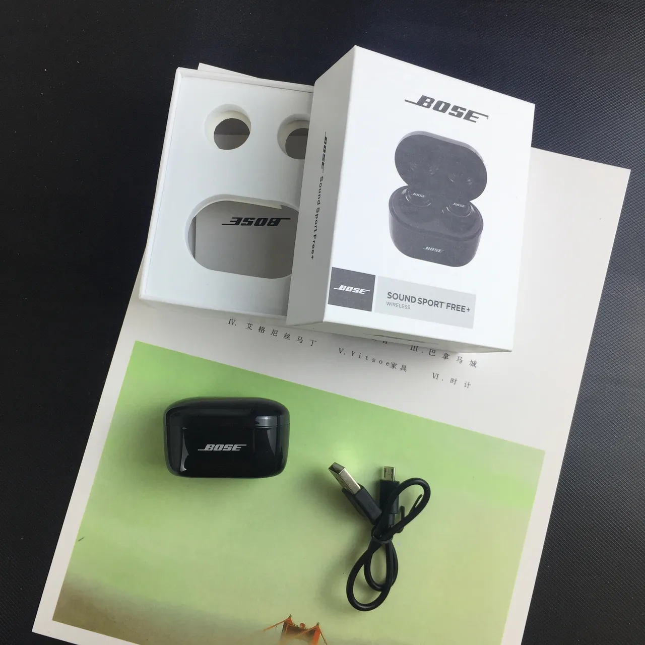 Bose SoundSport Free+ أسود أحمر إنهاء لامع حالة شحن بيضاوية مدمجة TWS سماعات 5