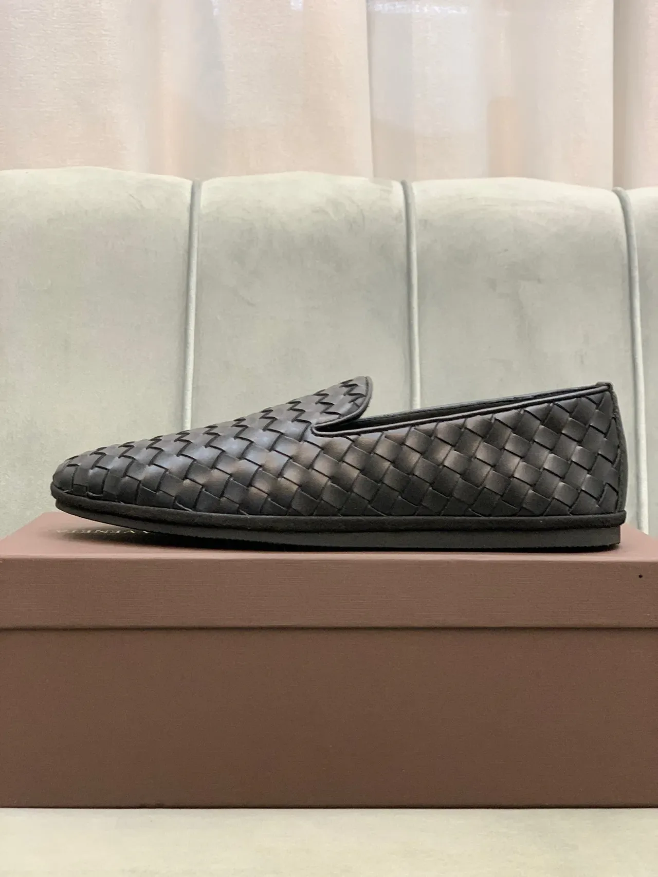 Bottega Veneta Andiamo لوفرز أسود Intrecciato منسوج 7