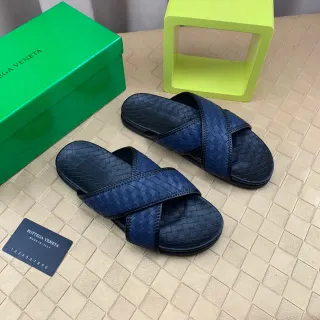 Bottega Veneta Andiamo নৌনীল Intrecciato বোনা চামড়া স্লিপার