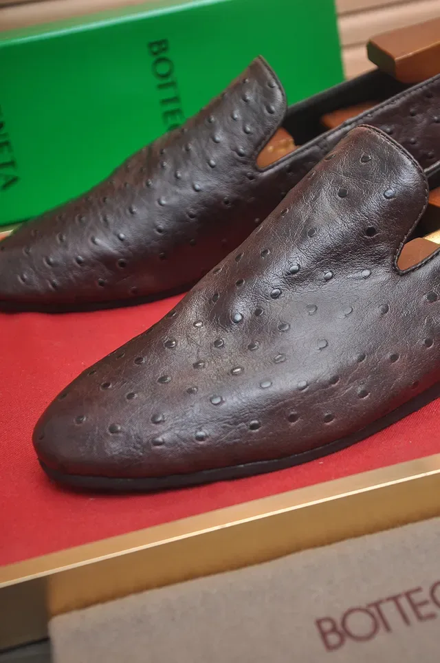 Bottega Veneta Andiamo Ostrich Leather Brown Loafers 2