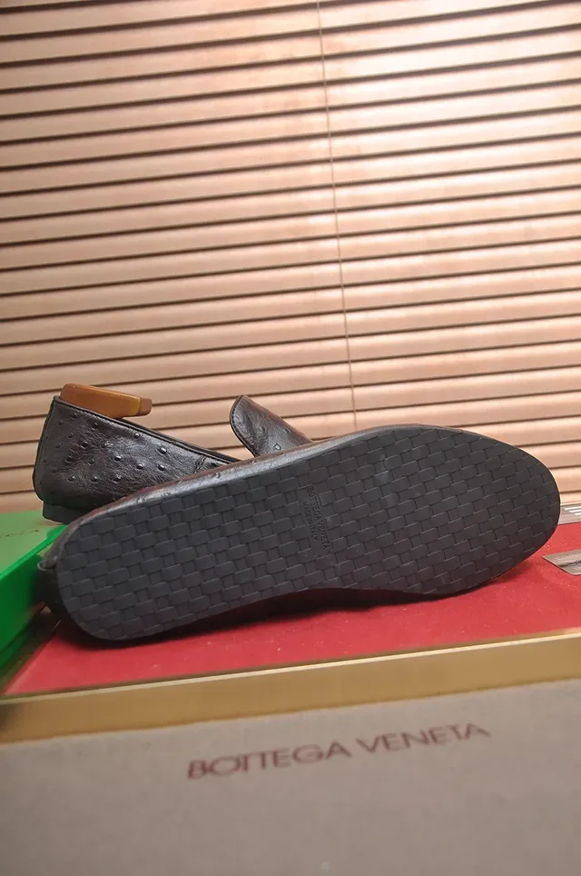Bottega Veneta Andiamo Ostrich Leather Brown Loafers 3