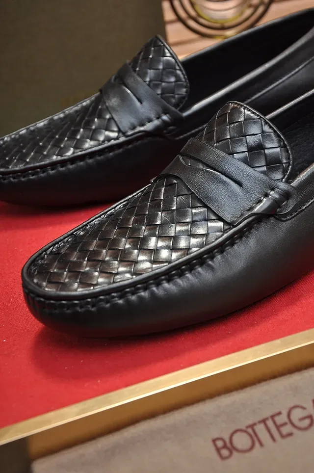 Bottega Veneta Preto Intrecciato Tecido Vamp Correa Penny Mocassim 2