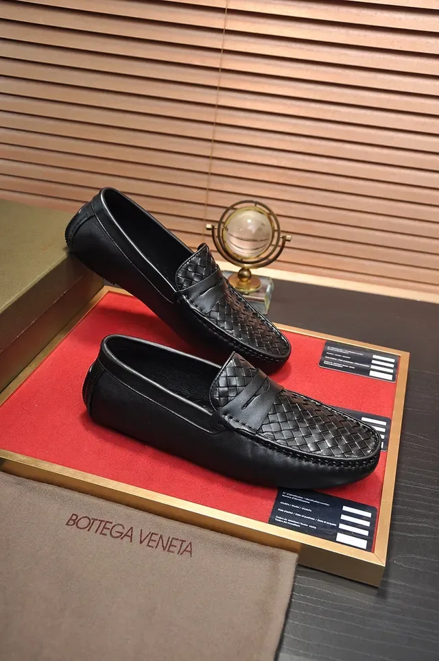 Bottega Veneta Preto Intrecciato Tecido Vamp Correa Penny Mocassim 5