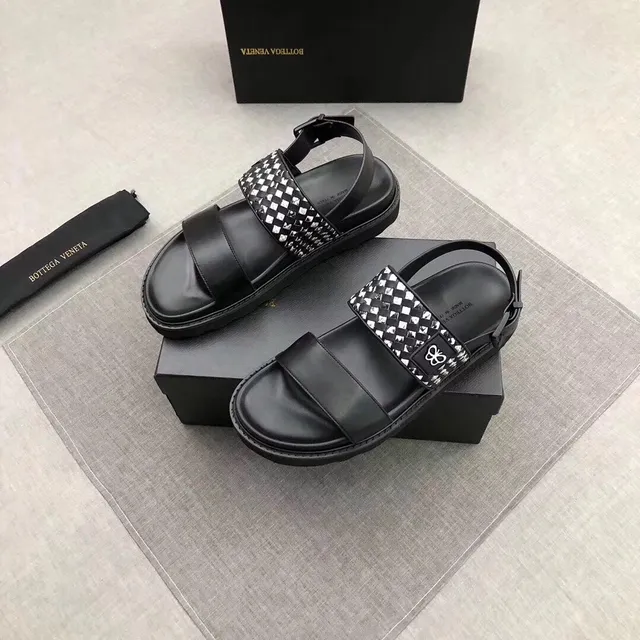 Bottega Veneta Cassette Noir Blanc Plateforme chunky Intrecciato Sangle Tressée Sandales Casual 8