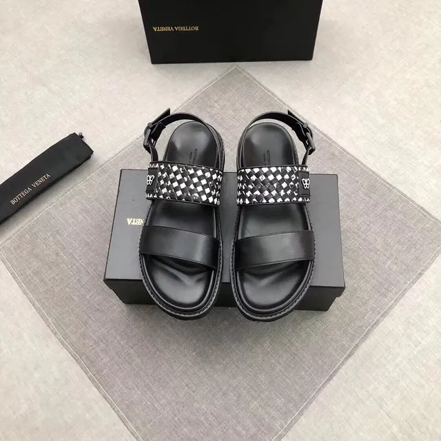 Bottega Veneta Cassette Noir Blanc Plateforme chunky Intrecciato Sangle Tressée Sandales Casual 9