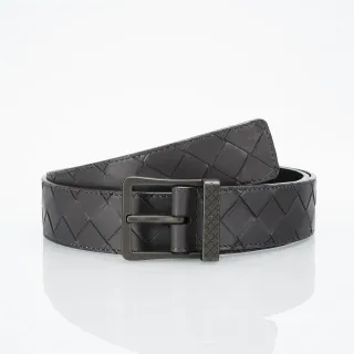 Bottega Veneta Cassette Intrecciato কালো চামড়ার বেল্ট