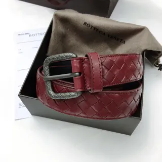 Bottega Veneta Cassette Intrecciato Burgundy and Gunmetal Leather Belt