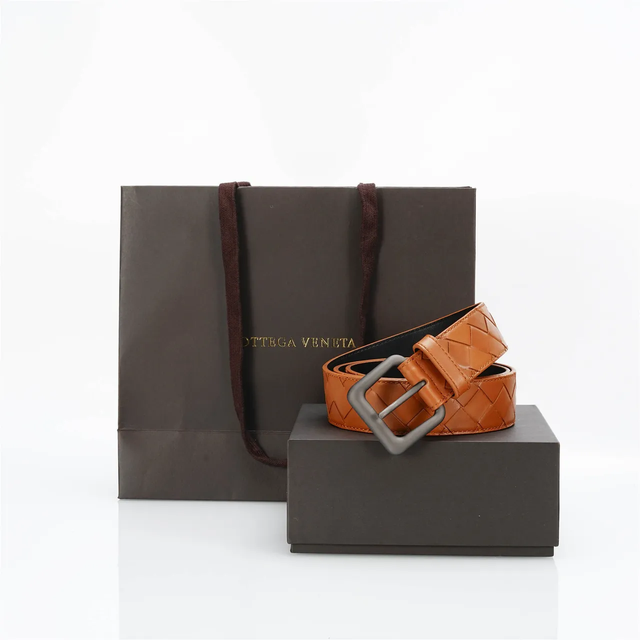 Bottega Veneta Cassette Intrecciato Leather Belt 5