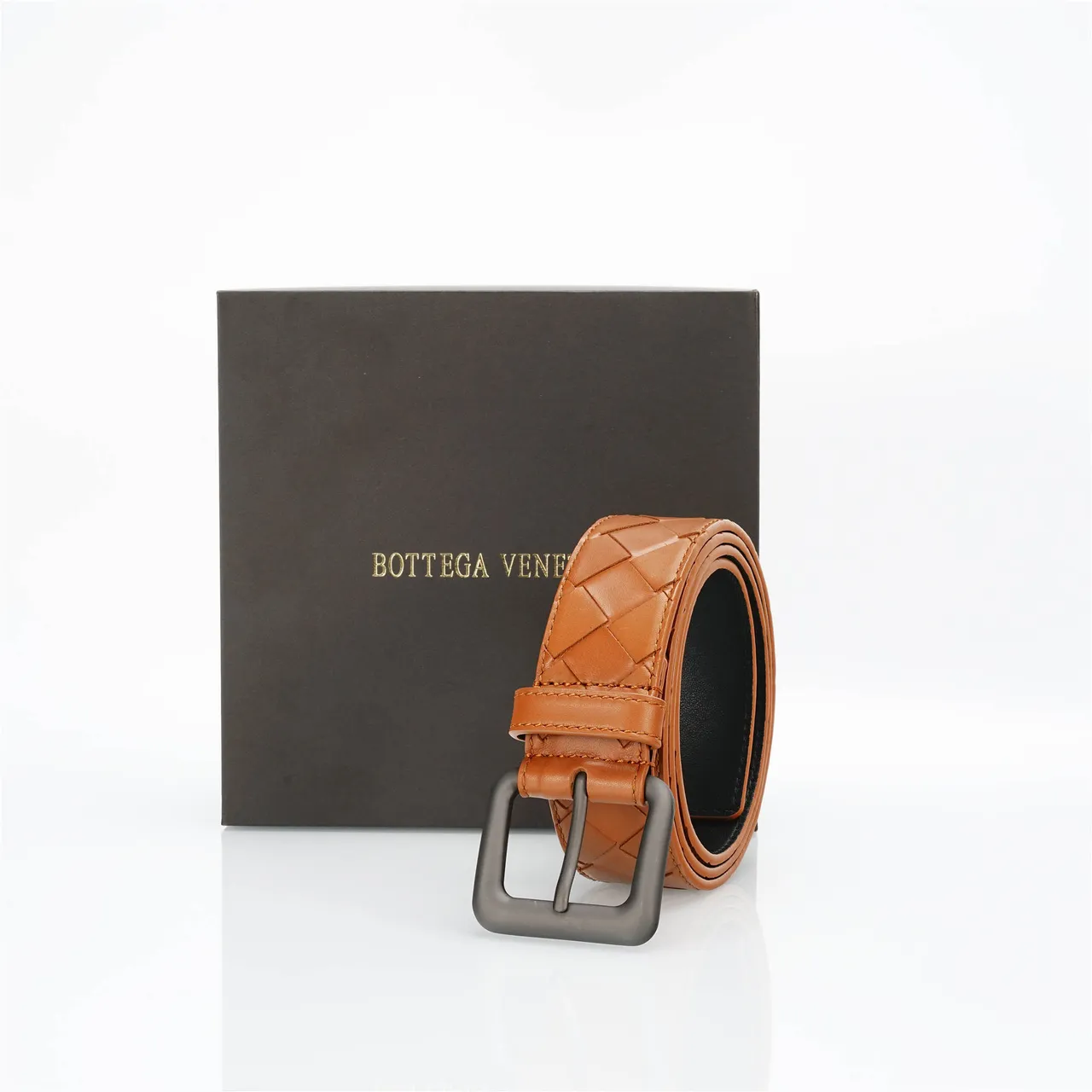 Bottega Veneta Cassette Intrecciato Leather Belt 6