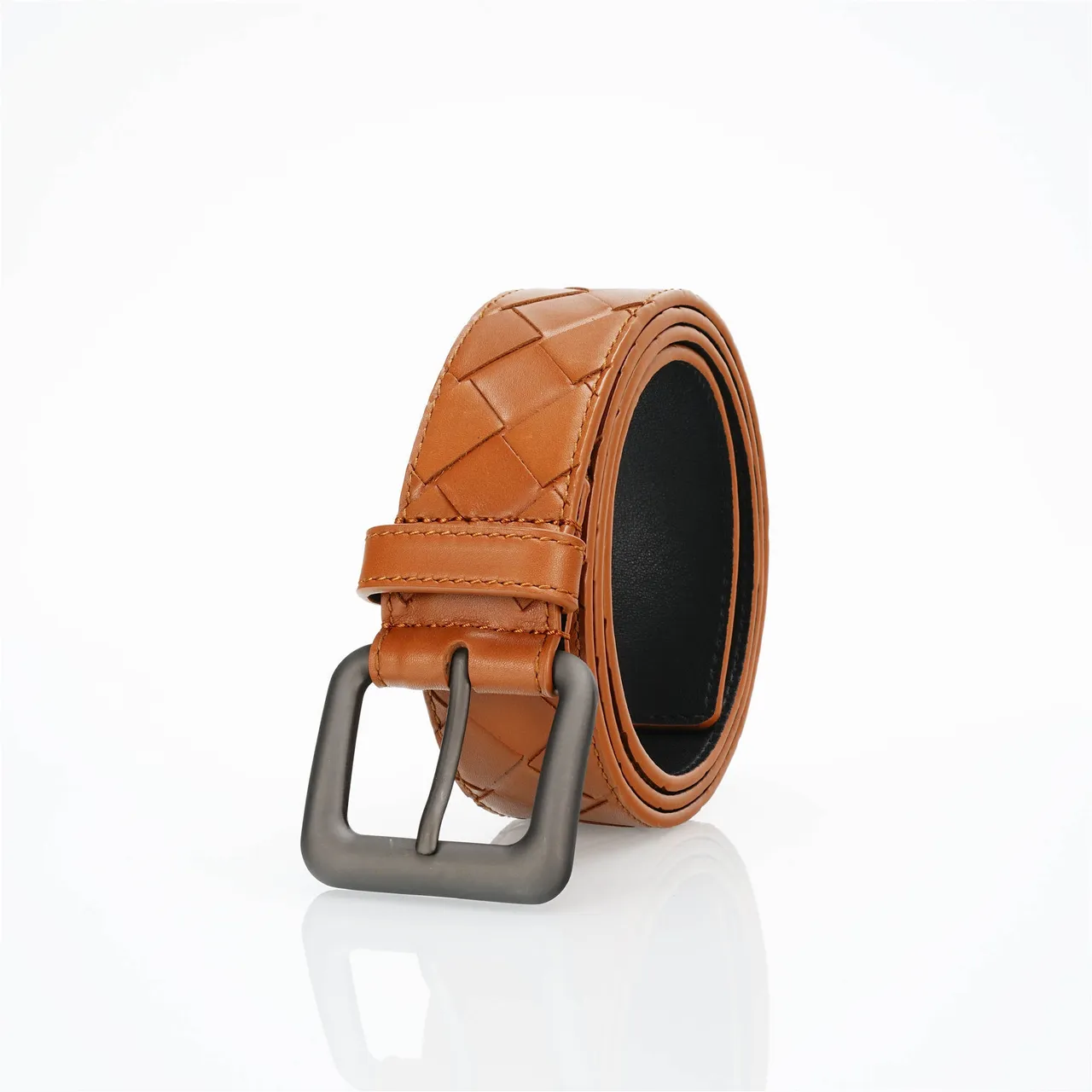 Bottega Veneta Cassette Intrecciato Leather Belt 7