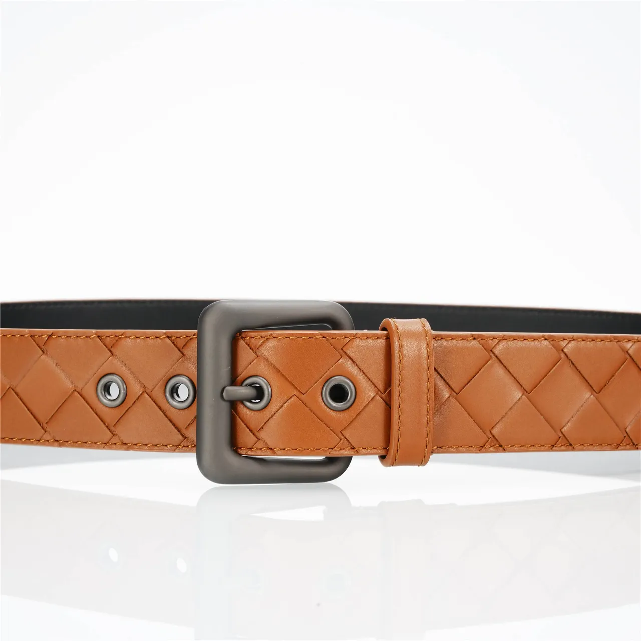 Bottega Veneta Cassette Intrecciato Leather Belt 8