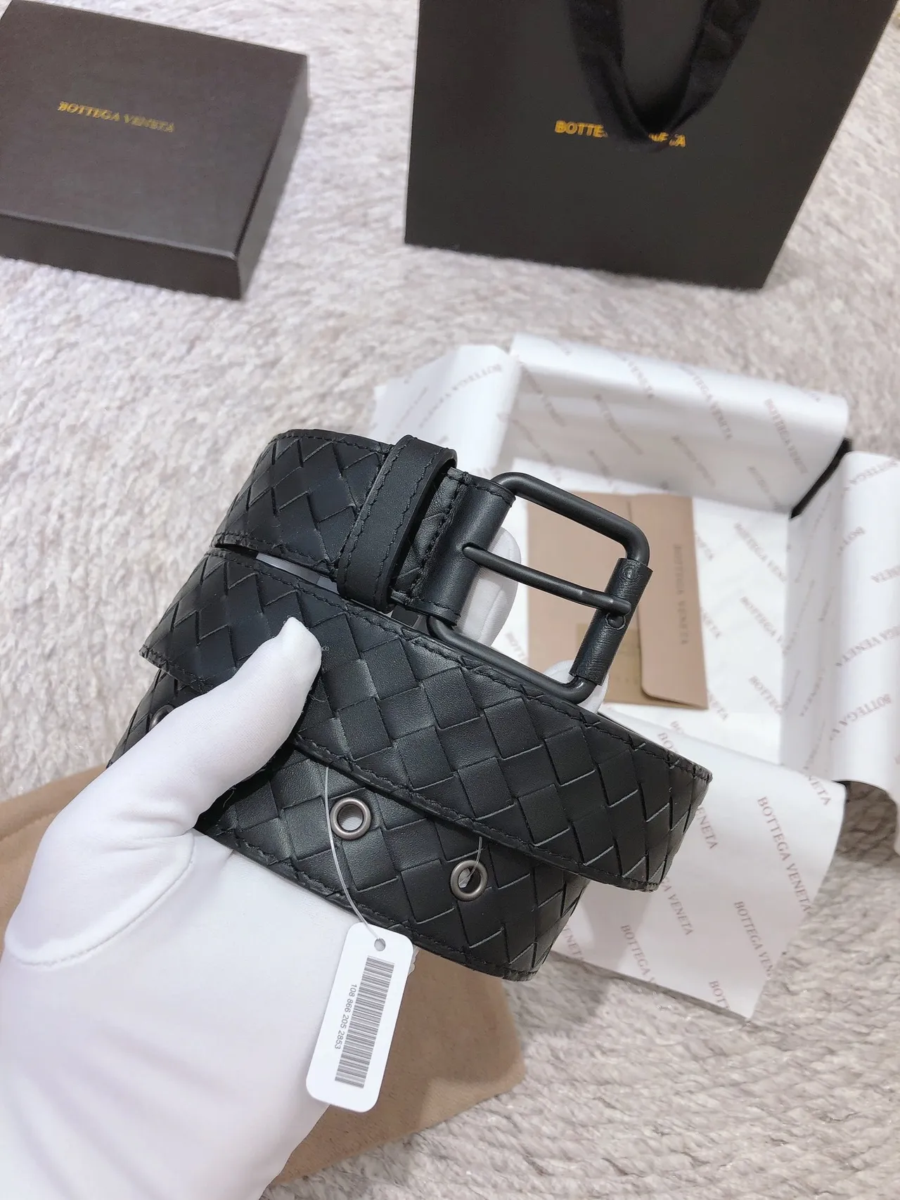 Bottega Veneta Cassette Intrecciato حزام جلد منسوج 8
