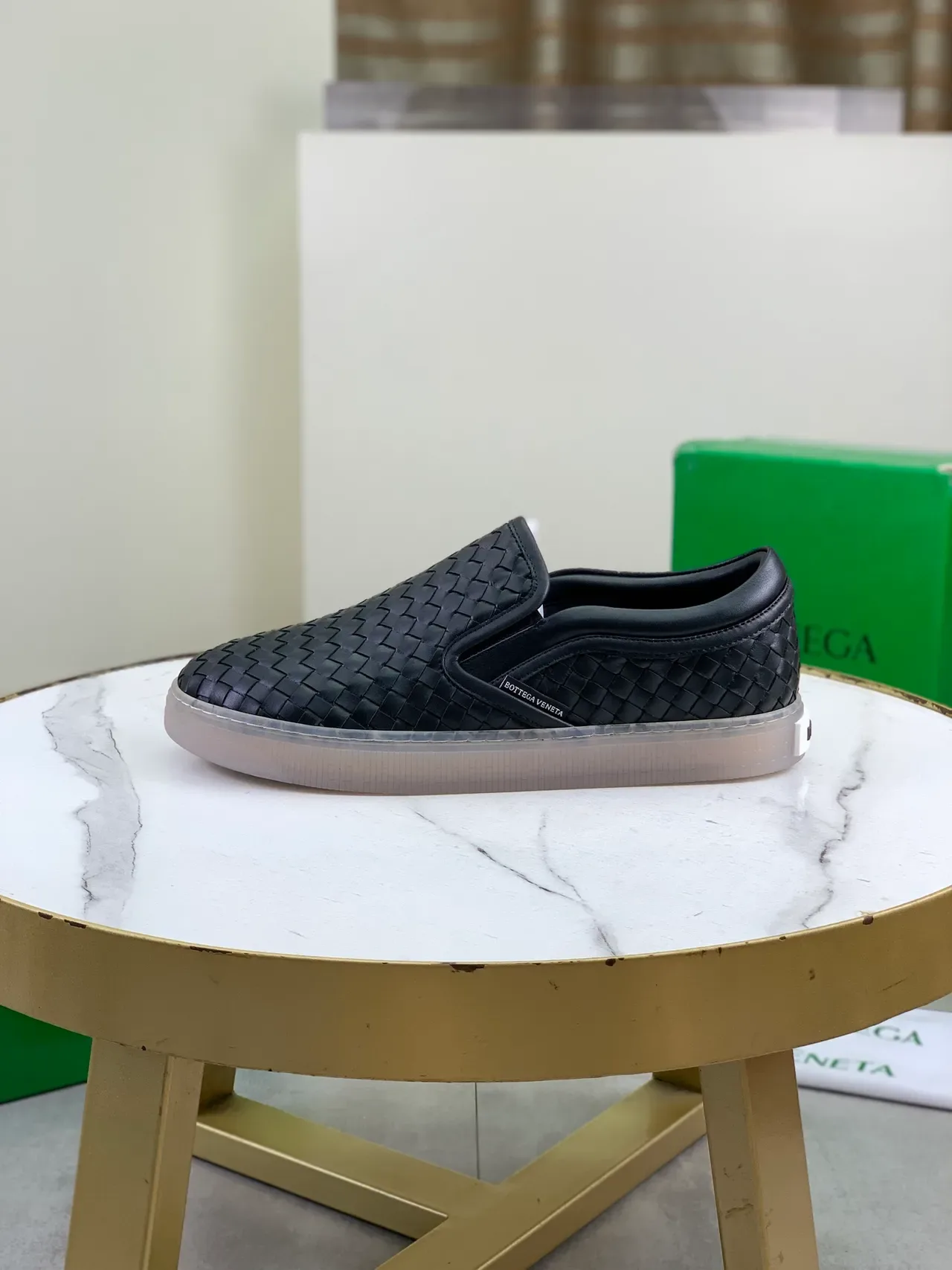 Bottega Veneta Cassette Loafer Noir Cuir Tressé Slip-On Loafers 5