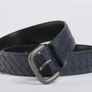 Bottega Veneta Intrecciato বোনা Navy চামড়ার বেল্ট