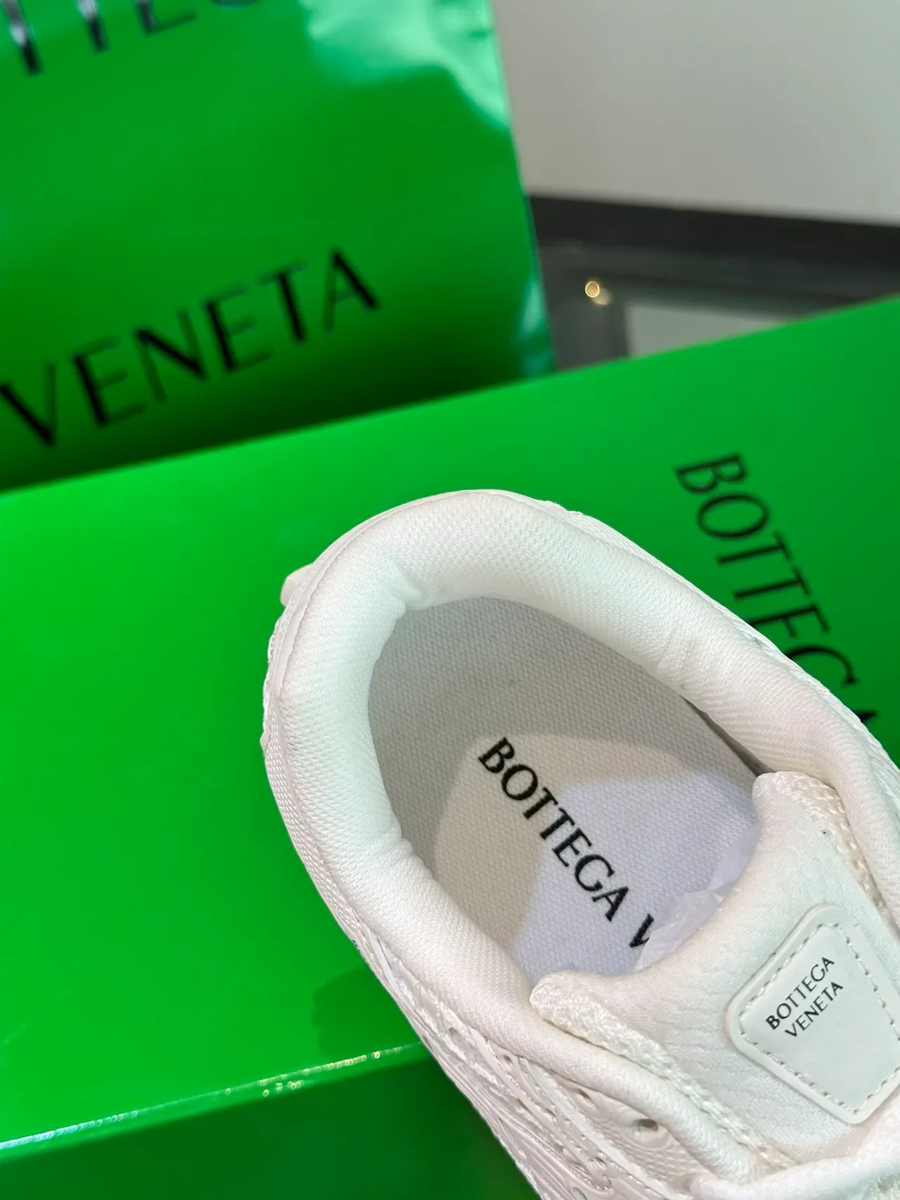 Bottega Veneta White Quilted Diamond-Mesh Overlays Layered Synthetic Construction Lifestyle Sneakers 2