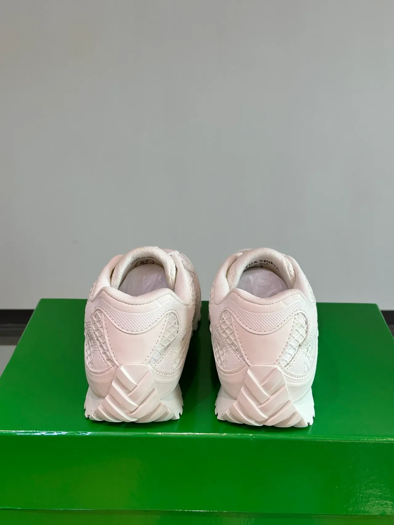 Bottega Veneta White Quilted Diamond-Mesh Overlays Layered Synthetic Construction Lifestyle Sneakers 4
