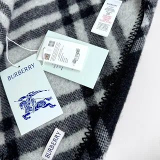 Burberry Preto Branco Oversized Padrão Xadrez Gradiente Tonal Weave Cashmere Cachecol
