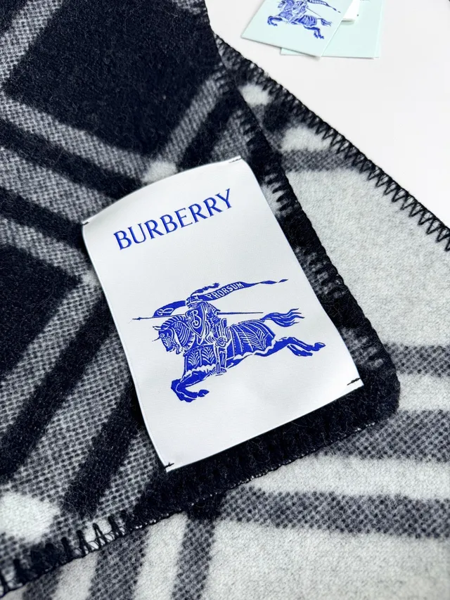 Burberry Negro Blanco Oversized Patrón de Cuadros Gradiente Tonal Weave Cashmere Bufanda 9
