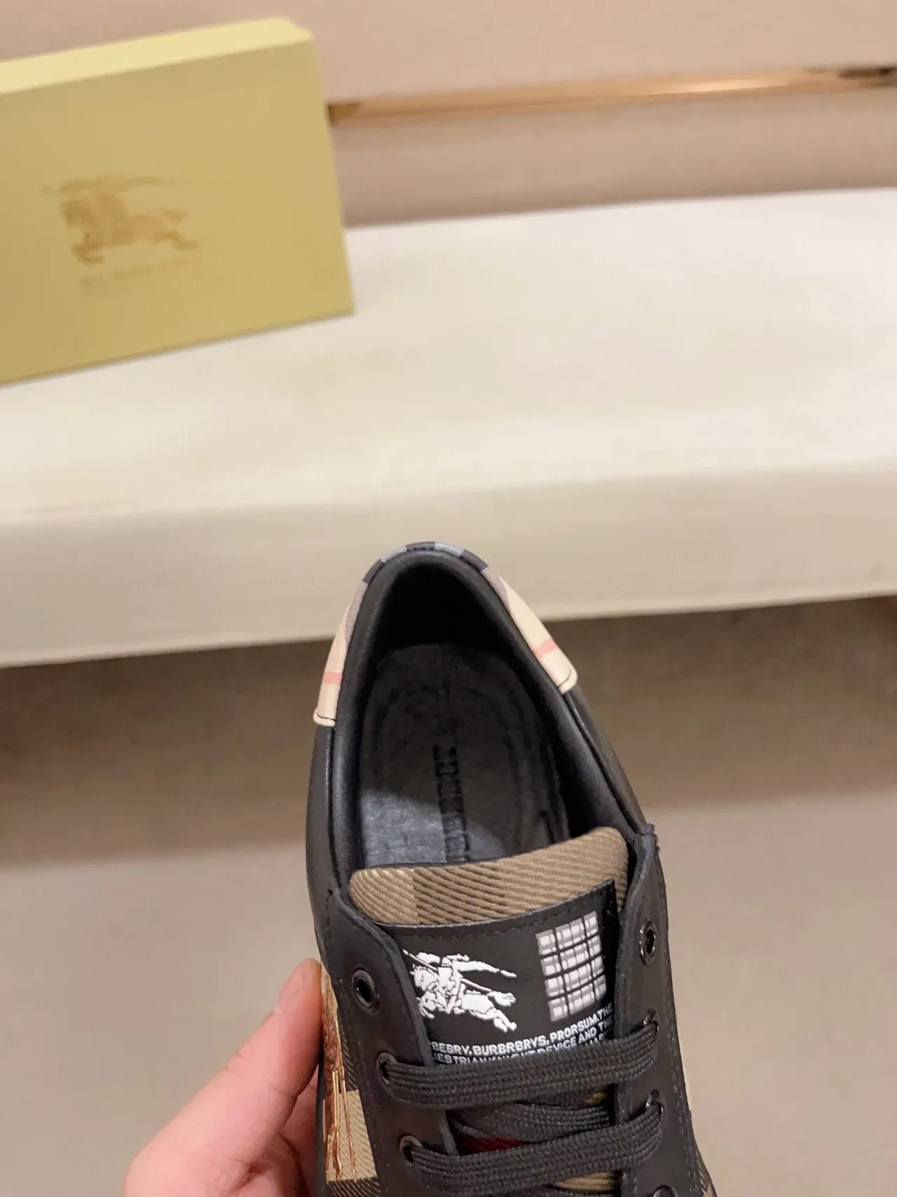 Burberry Knight Black Beige Low-Top Mixed-Material Lifestyle Sneakers 5