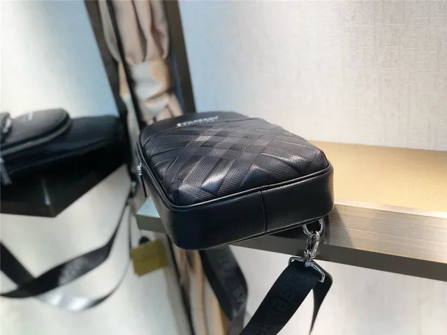Burberry Knight Black Quilted Leather Messenger Bag 5