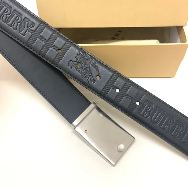 Burberry Knight Black Silver حزام جلدي منقوش بنسيجة نمط مربعات فرسان 4