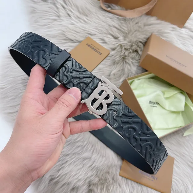 Burberry Knight مونوغرام مطبوع أسود حزام جلد 2