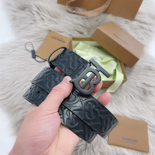 Burberry Knight مونوغرام مطبوع أسود حزام جلد 5