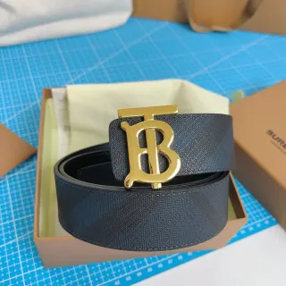 Burberry Knight Gold TB Monogram Navy Cinturón de cuero