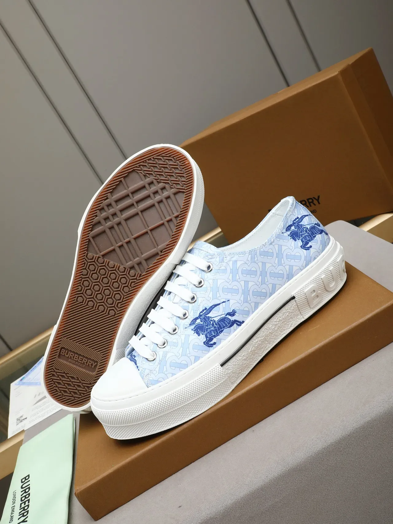Burberry Knight Light Blue Monogram Platform Lifestyle Sneakers 4