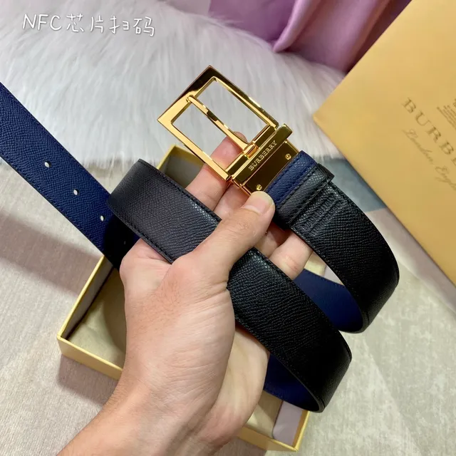 Burberry Knight Ceinture de cuir grainé réversible 6