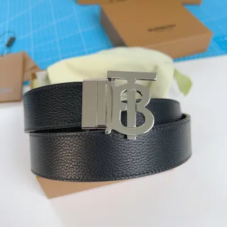 Burberry TB Belt حزام جلد أسود مقرمش