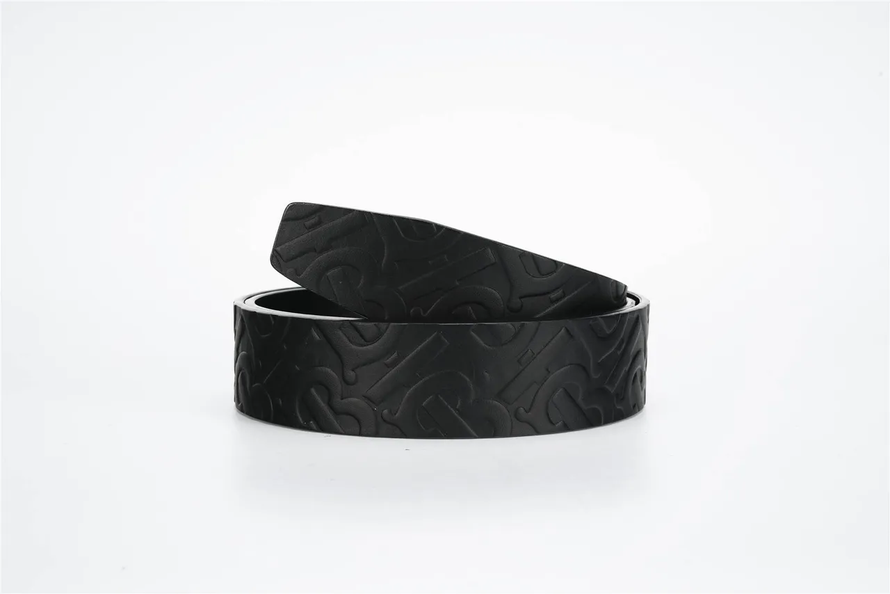 Burberry TB Monogram Cinturón de cuero negro estampado 3
