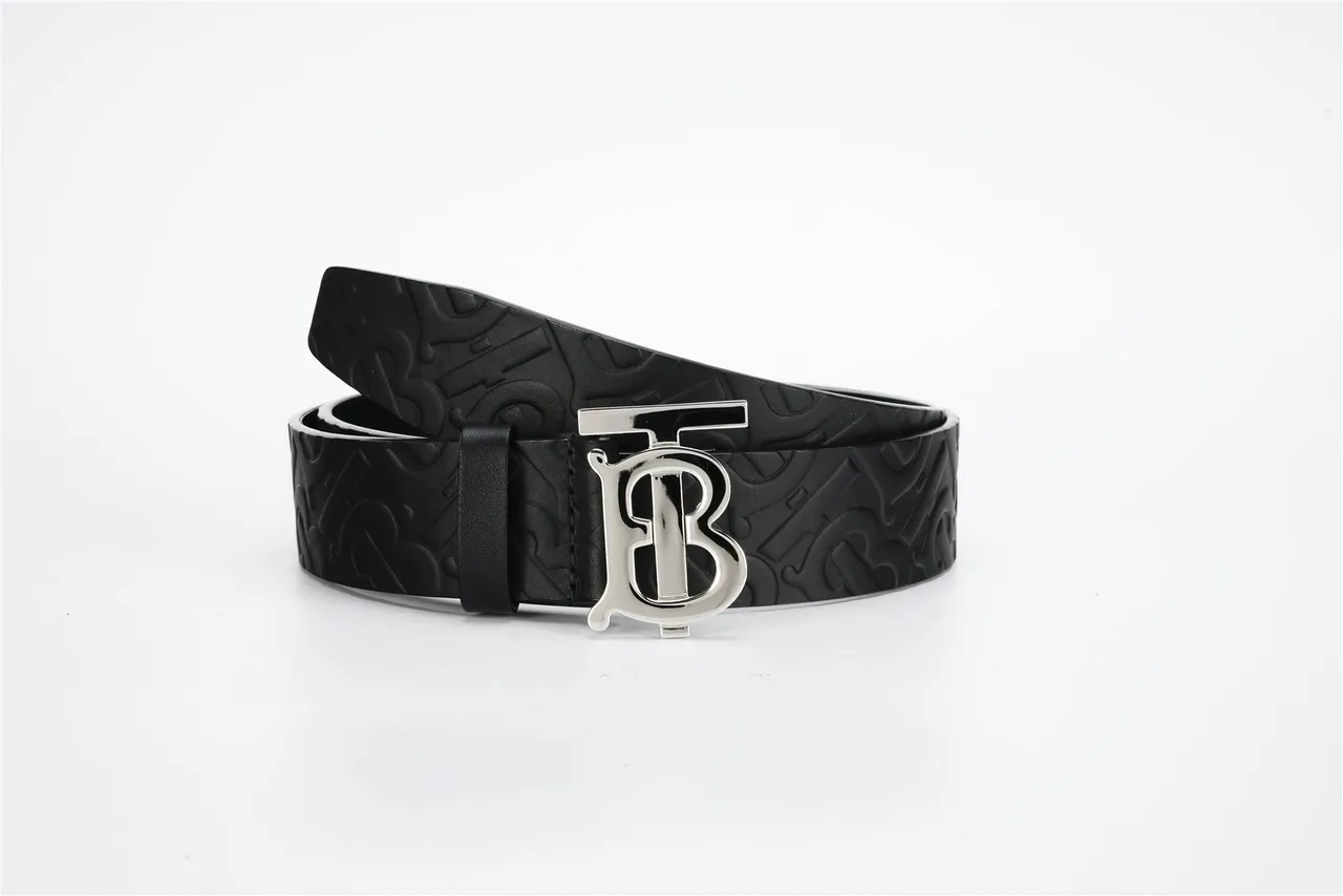 Burberry TB Monogram Cinturón de cuero negro estampado 4