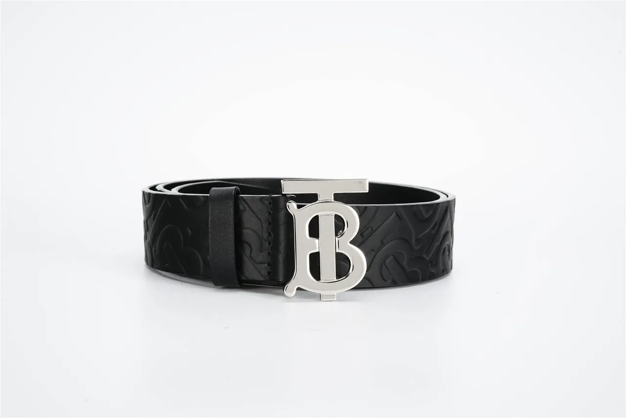 Burberry TB Monogram Cinturón de cuero negro estampado 5