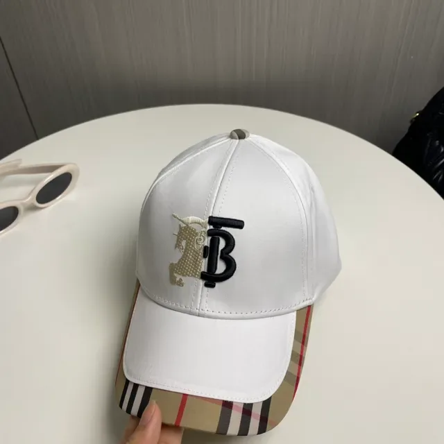 Burberry Branco Bege Boné Estruturado Seis Painéis Bordado Monogram 7