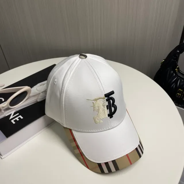 Burberry Branco Bege Boné Estruturado Seis Painéis Bordado Monogram 9