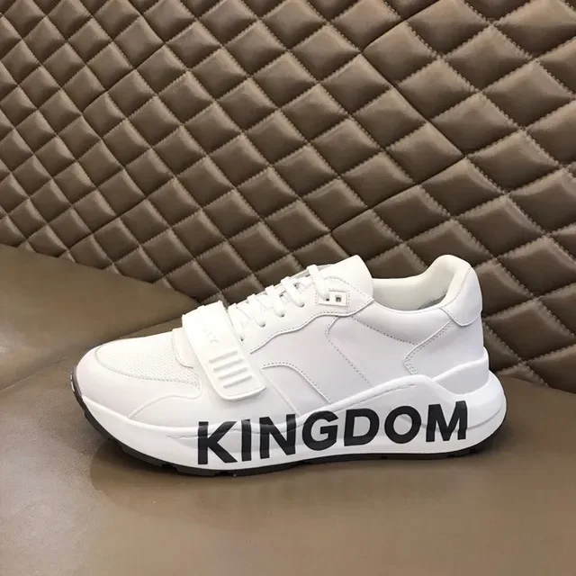 Burberry Blanco Negro Cuero y Malla Superior Letra Lateral Bold Estilo de Vida Sneakers 3