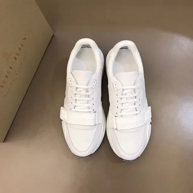 Burberry Blanco Negro Cuero y Malla Superior Letra Lateral Bold Estilo de Vida Sneakers 4